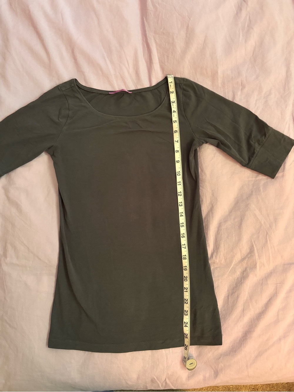 Vintage Dark Grey Smart Set Cropped Sleeve Fitted Top - Picture 2 of 2